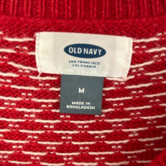 Old Navy Reindeer Fair Isle Christmas Sweater Men Women Size M Red White Holiday - Picture 4 of 8